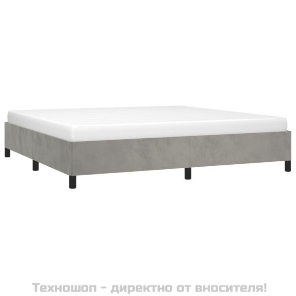 Рамка за легло без матрак, светлосива, 200x200 см, кадифе