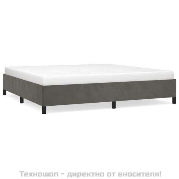 Рамка за легло без матрак, тъмносива, 200x200 см, кадифе