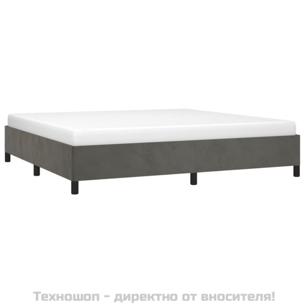Рамка за легло без матрак, тъмносива, 200x200 см, кадифе