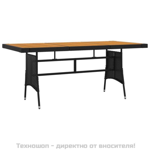 Градински комплект, 9 части, полиратан, черен