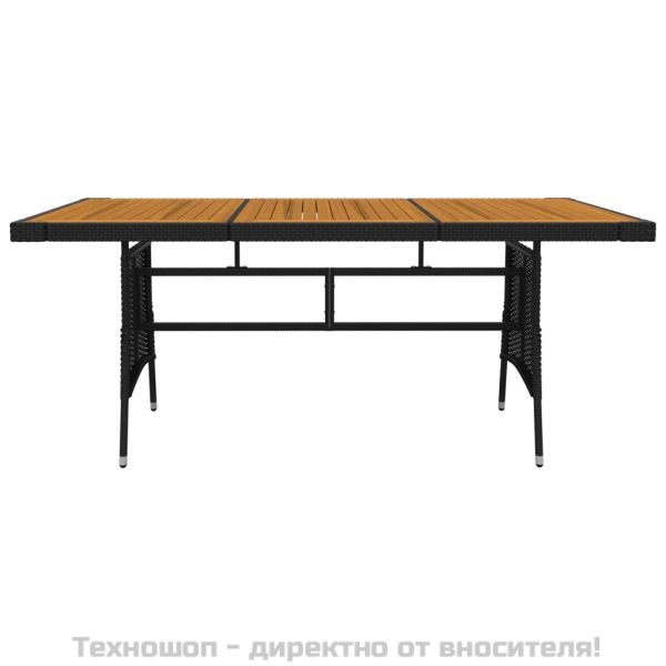 Градински комплект, 9 части, полиратан, черен