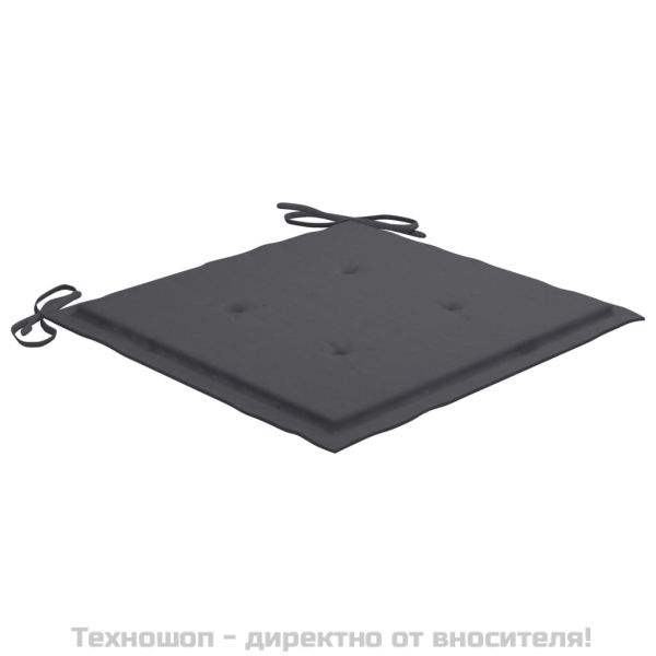 Стифиращи градински столове с възглавници 4 бр тик масив