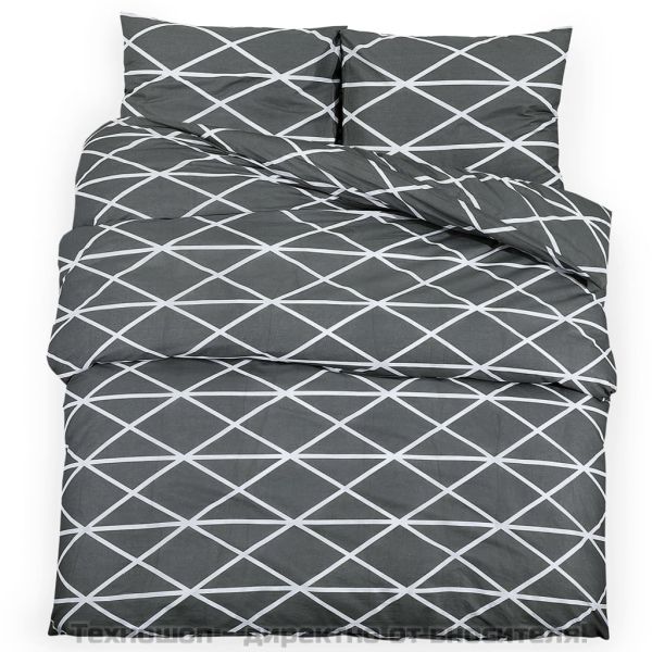 Комплект спално бельо, cиво, 135x200 см, памук