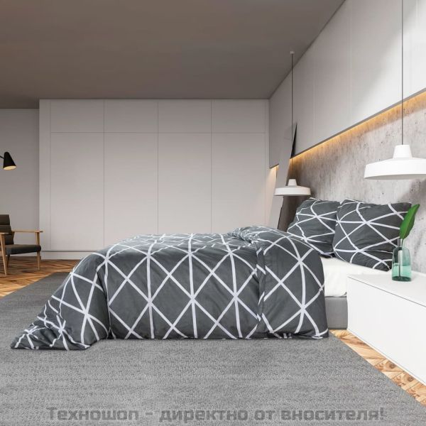 Комплект спално бельо, cиво, 135x200 см, памук