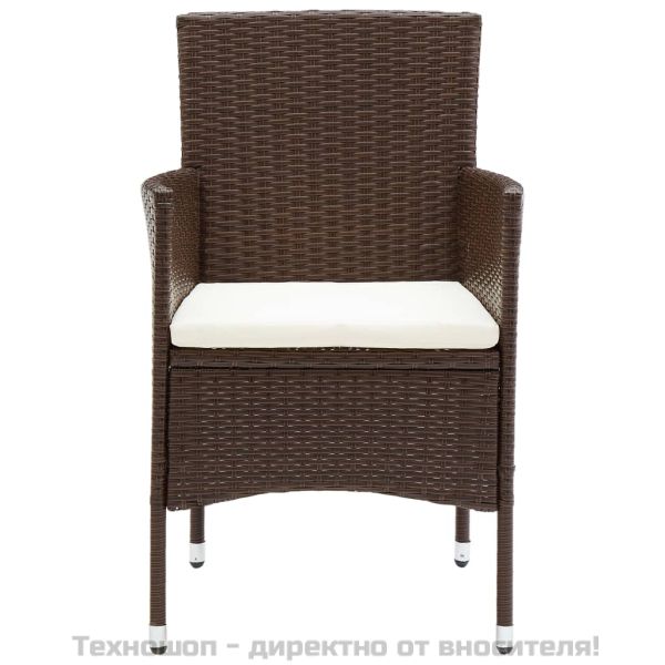 Градински комплект, 5 части, полиратан, кафяв