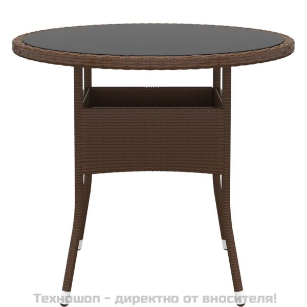 Градински комплект, 5 части, полиратан, кафяв