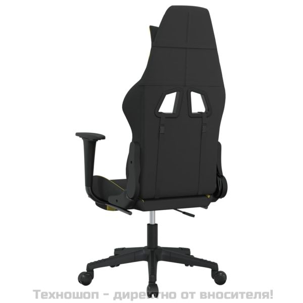 Гейминг стол с опора за крака, черно и светлозелено, плат