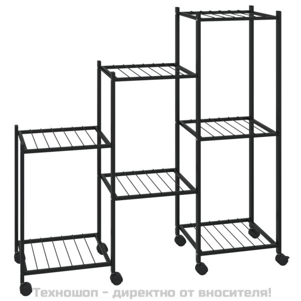 Стойка за цветя на колела 83x25x83,5 см черна желязо