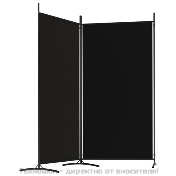 Параван за стая, 2 панела, черен, 175x180 cм, плат