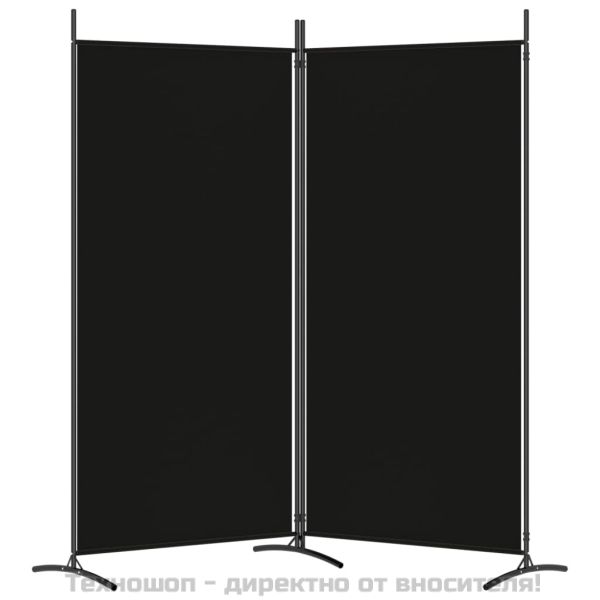 Параван за стая, 2 панела, черен, 175x180 cм, плат