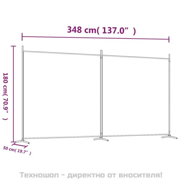 Параван за стая, 2 панела, антрацит, 348x180 cм, текстил
