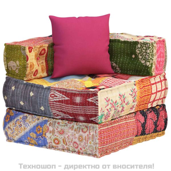 Модулен пуф с възглавница пачуърк плат