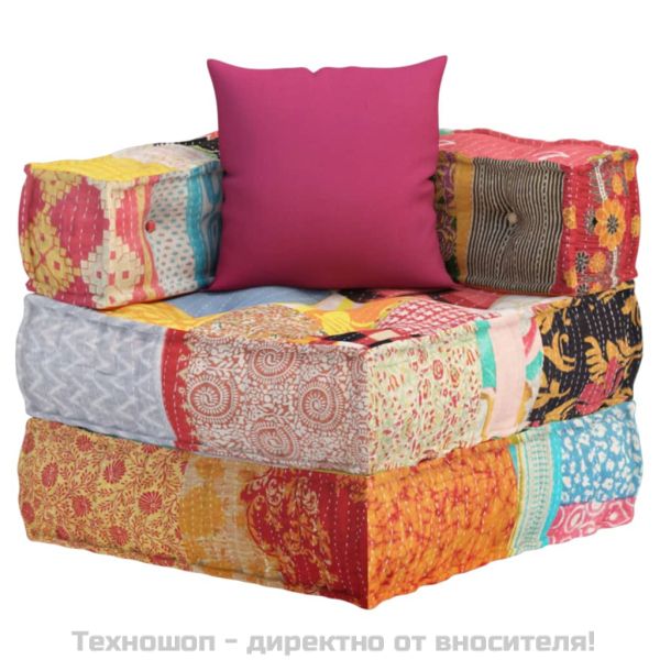 Модулен пуф с възглавница пачуърк плат