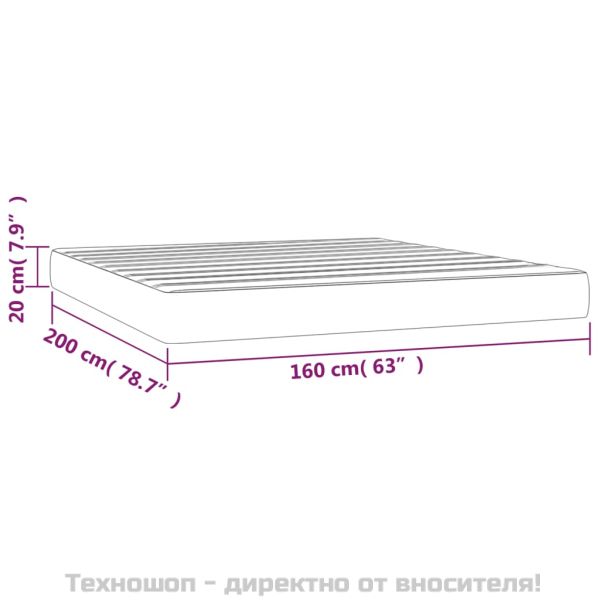 Матрак с покет пружини средна твърдост черен 160x200x20 см изкуствена кожа