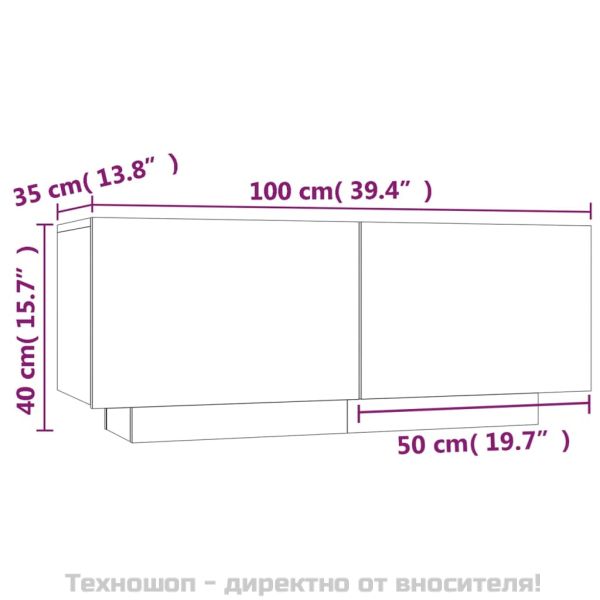Нощно шкафче, сив сонома, 100x35x40 см, инженерно дърво