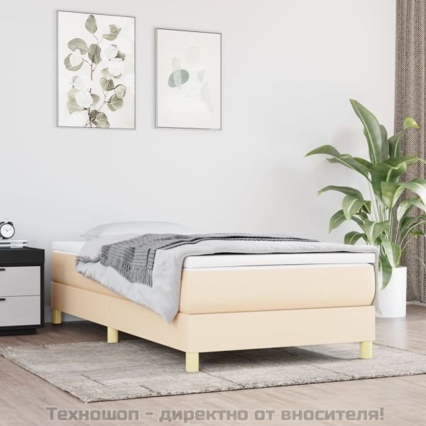 Рамка за легло с пружини, кремава, 100x200 см, плат