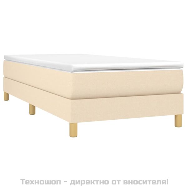 Рамка за легло с пружини, кремава, 100x200 см, плат