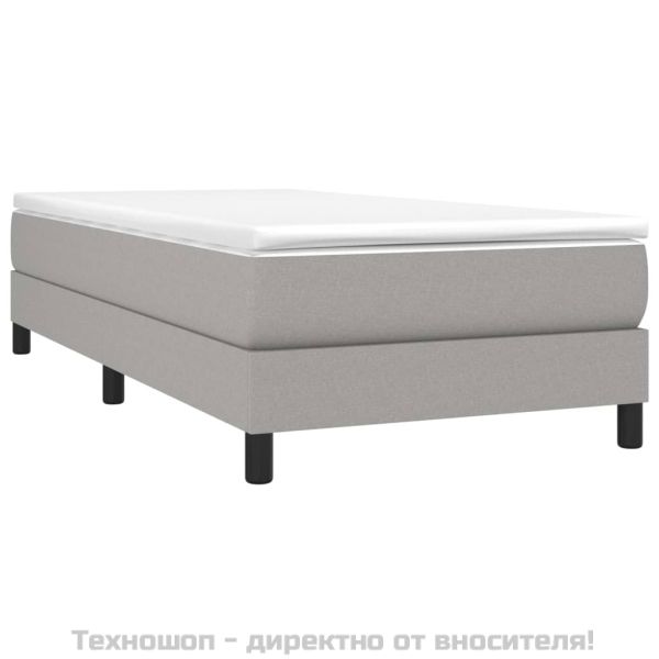 Рамка за легло с пружини, светлосива, 90x190 см, плат