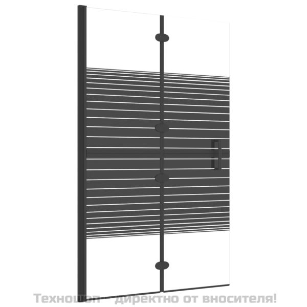 Сгъваем душ параван, ESG стъкло, 80x140 см, черен