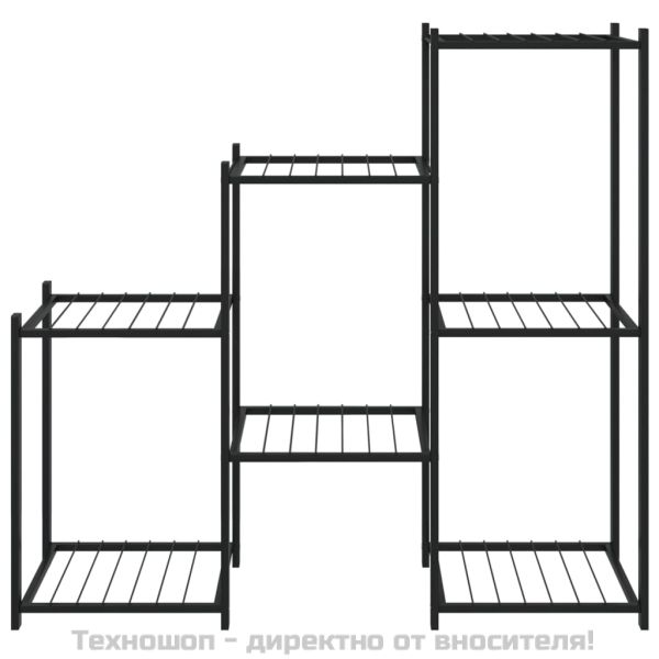 Стойка за цветя, 83x25x80 см, черна, желязо