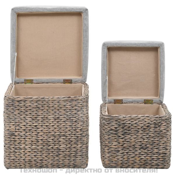 Комплект от 2 табуретки, морска трева, сиви