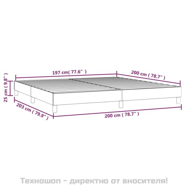 Рамка за легло с пружини, черна, 200x200 см, плат