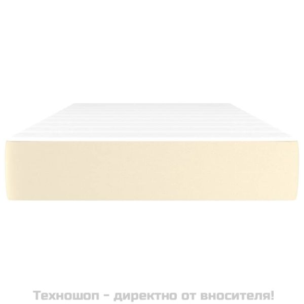 Матрак с покет пружини средна твърдост кремав 100x200x20 см изкуствена кожа