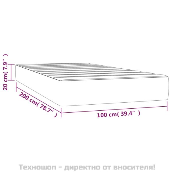 Матрак с покет пружини средна твърдост кремав 100x200x20 см изкуствена кожа