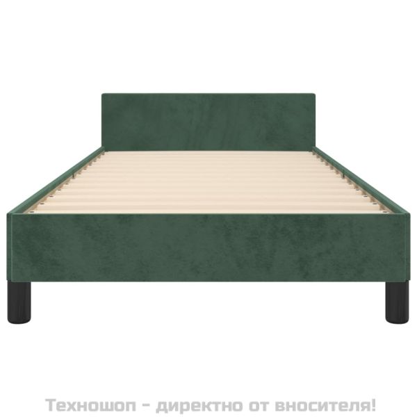 Рамка за легло без матрак, тъмнозелена, 80x200 см, кадифе