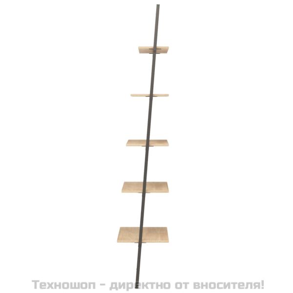 Етажерка стълба с 5 рафта светлокафяво и черно 64x34x185,5 см