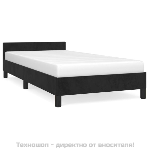 Рамка за легло с табла без матрак, черна, 90x190 см, кадифе