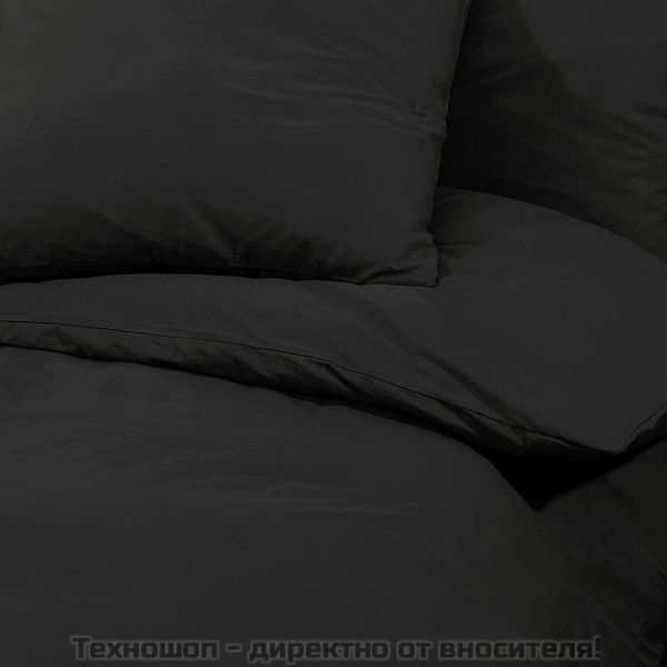 Комплект спално бельо, черно, 135x200 см, олекотен микрофибър