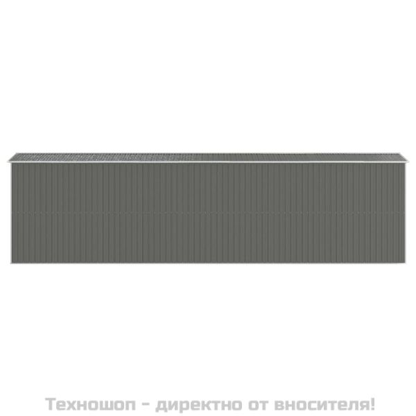 Градинска барака светлосива 192x772x223 см поцинкована стомана