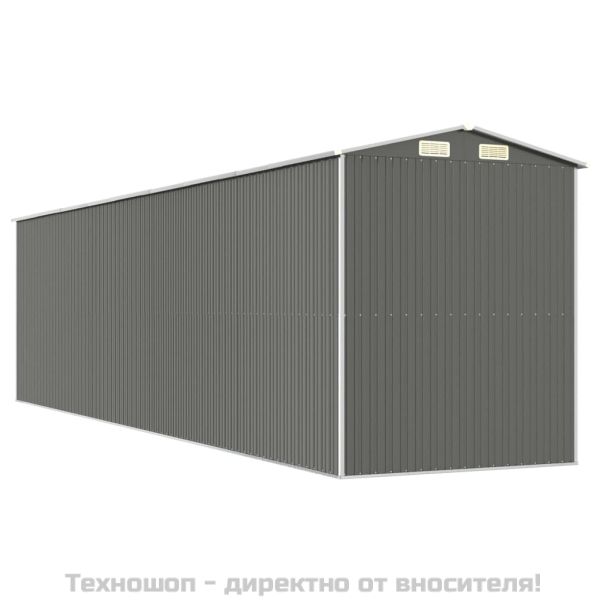 Градинска барака светлосива 192x772x223 см поцинкована стомана