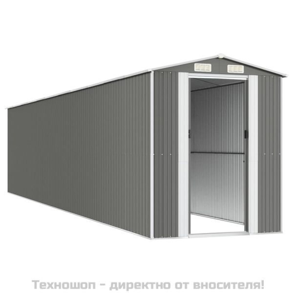 Градинска барака светлосива 192x938x223 см поцинкована стомана