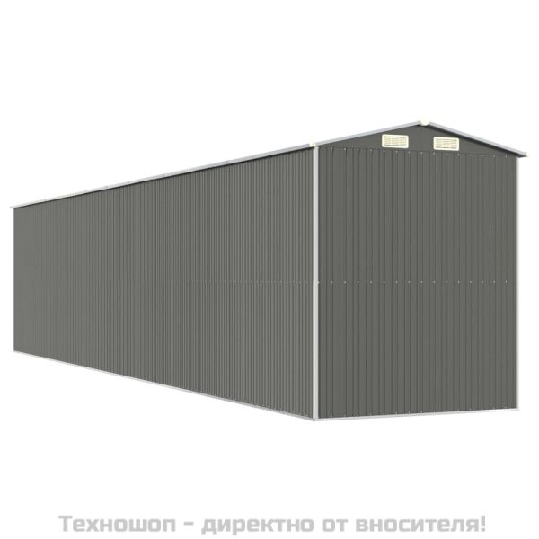 Градинска барака светлосива 192x938x223 см поцинкована стомана