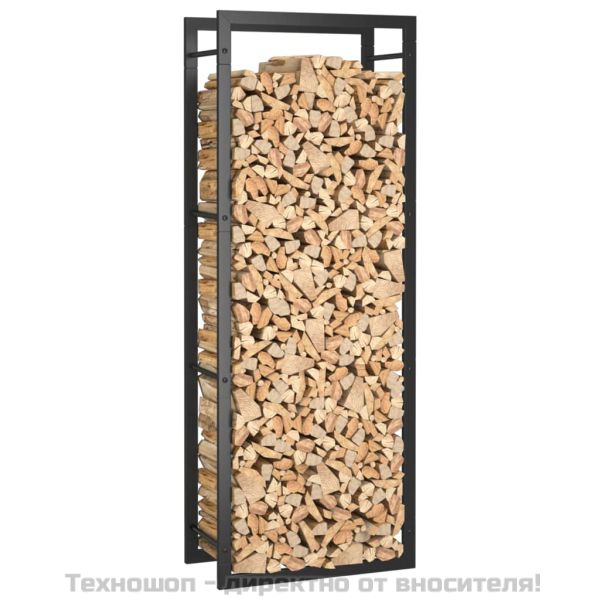 Стойка за дърва за огрев, черен мат, 50x28x132 см, стомана