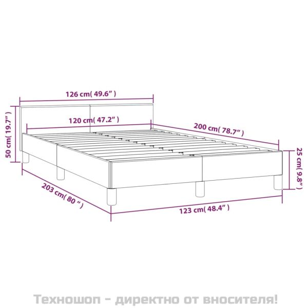 Рамка за легло с табла без матрак, бяла, 120x200 см
