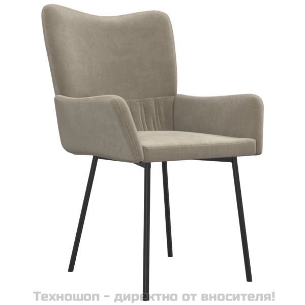 Трапезни столове, 2 бр, светлосиви, кадифе