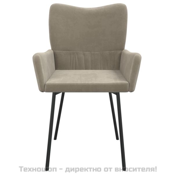 Трапезни столове, 2 бр, светлосиви, кадифе