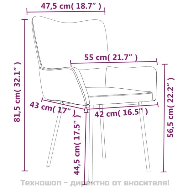 Трапезни столове, 2 бр, светлосиви, кадифе