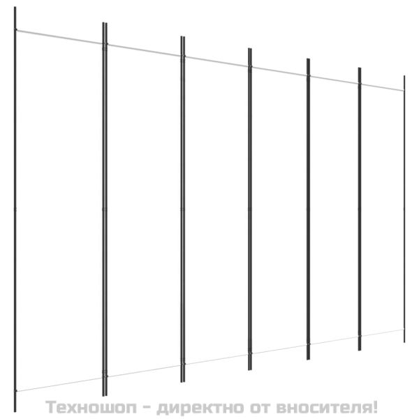 Параван за стая, 6 панела, бял, 300x200 см, текстил