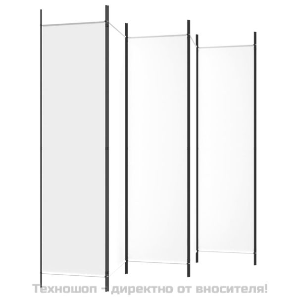 Параван за стая, 6 панела, бял, 300x200 см, текстил