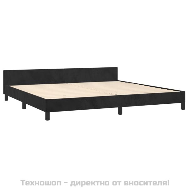 Рамка за легло без матрак, черна, 200x200 см, кадифе