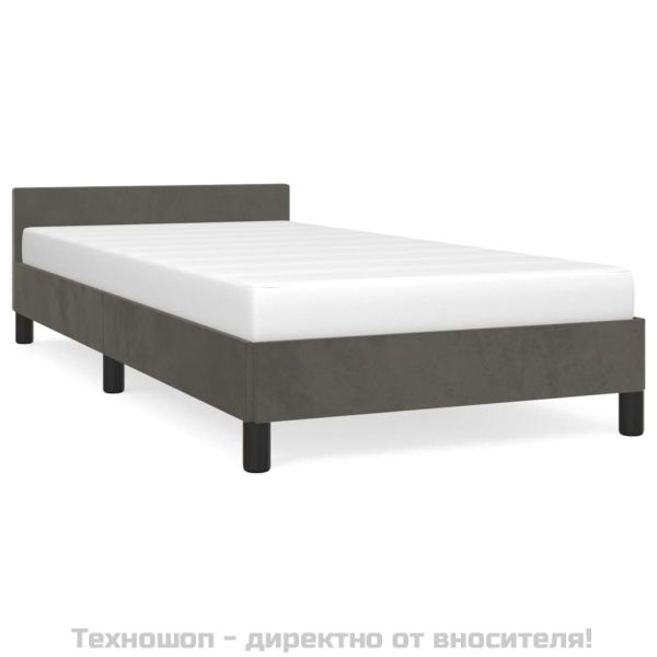 Рамка за легло без матрак, тъмносива, 90x200 см, кадифе