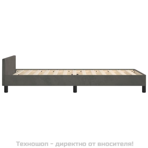 Рамка за легло без матрак, тъмносива, 90x200 см, кадифе