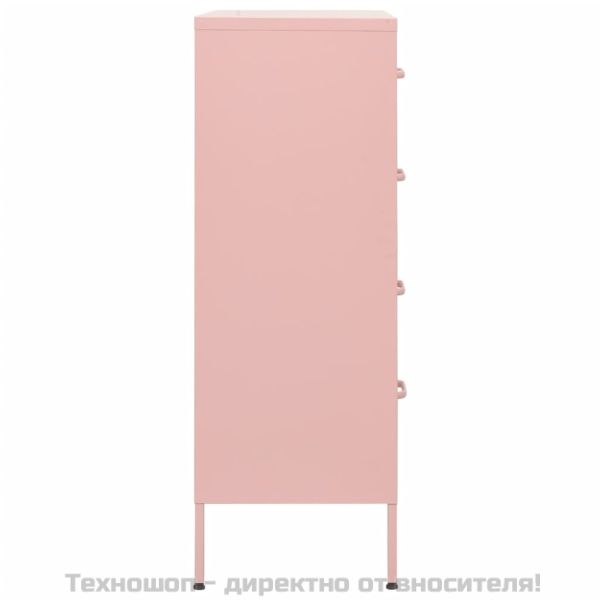 Шкаф с чекмеджета, розов, 80х35х101,5 см, стомана
