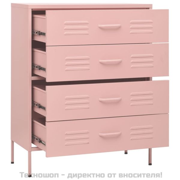 Шкаф с чекмеджета, розов, 80х35х101,5 см, стомана