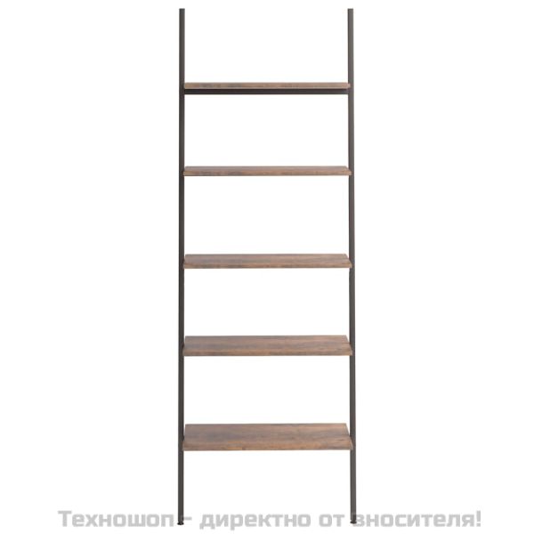 Етажерка стълба с 5 рафта тъмнокафяво и черно 64x34x185,5 см