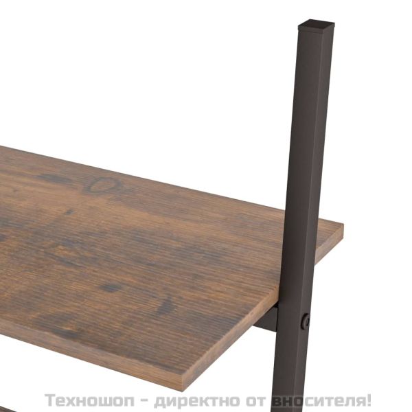 Етажерка стълба с 5 рафта тъмнокафяво и черно 64x34x185,5 см